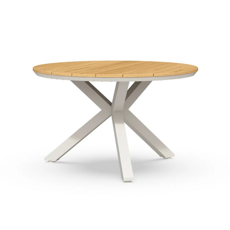 Orbital Dining Table Teak Cm Cream White Groenrijk Beneden