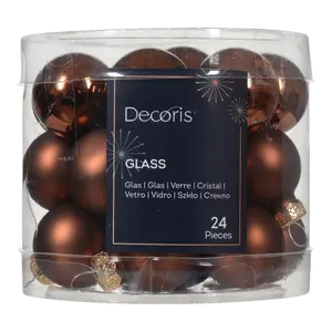 DECORIS Kerstbal glas d2.5cm 24st espresso