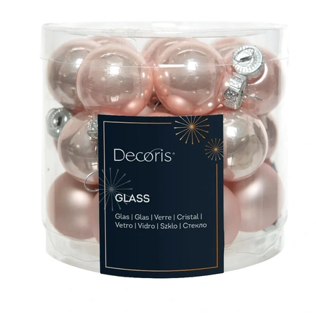 DECORIS Kerstbal glas d2.5cm 24st pdrroze