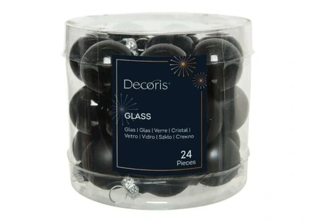 DECORIS Kerstbal glas d2.5cm 24st zwart