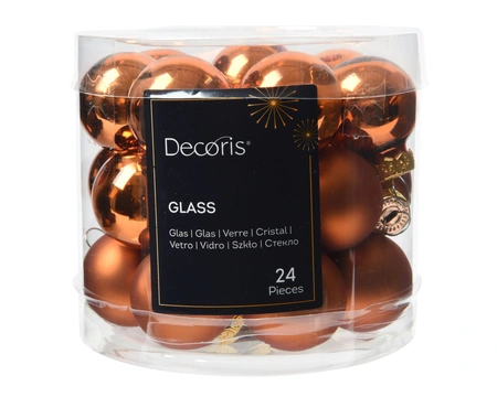 DECORIS Kerstbal glas d2.5cm w.cdr 24st