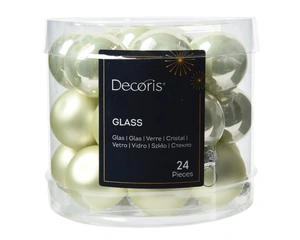 DECORIS Kerstbal glas d2.5cm wit mint 24st - afbeelding 1