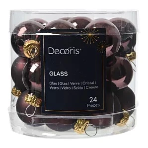 DECORIS Kerstbal glas d2.5cm z.trffl 24st - afbeelding 1