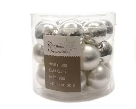 DECORIS Kerstbal glas d2.5cm 24st zilver