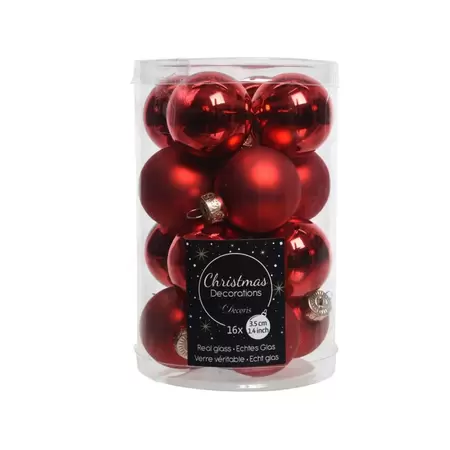 DECORIS Kerstbalmix glas d3.5cm 16st k.rd