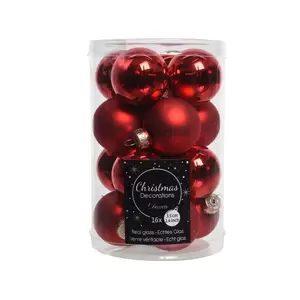 DECORIS Kerstbalmix glas d3.5cm 16st k.rd