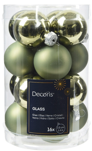 DECORIS Kerstbal glas d3.5cm rsmrn 16st - afbeelding 1