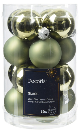 DECORIS Kerstbal glas d3.5cm rsmrn 16st - afbeelding 3