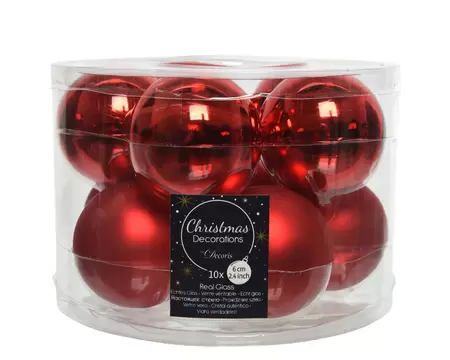 DECORIS Kerstbalmix glas d6cm 10st kerstrd