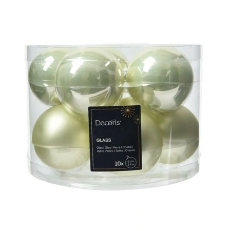 DECORIS Kerstbal glas d6cm wit mint 10st