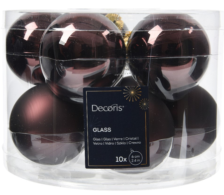 DECORIS Kerstbal glas d6cm z.trffl 10st - afbeelding 1