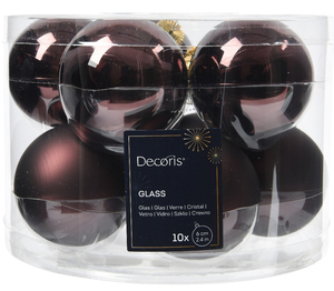 DECORIS Kerstbal glas d6cm z.trffl 10st - afbeelding 1