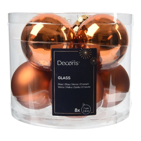 DECORIS Kerstbal glas d7cm warme cider 8st