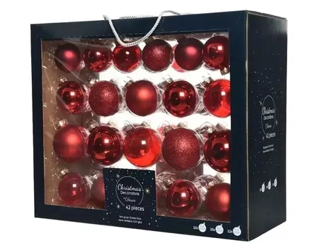 DECORIS Kerstbalmix glas d7cm 42st kerstrd