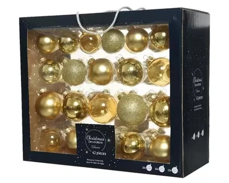 DECORIS Kerstbalmix glas d7cm 42st lichtgd