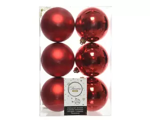 DECORIS Kerstbal plc d8cm gl-mt 6st k.rood