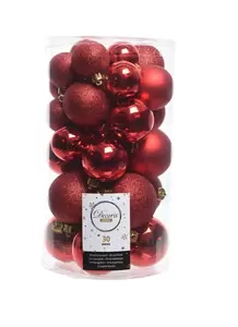 DECORIS Kerstbalmix plc d6cm 30st k.rood