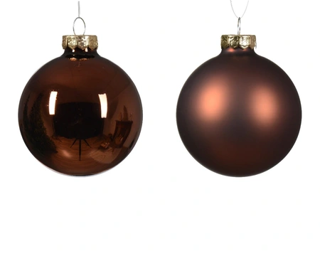 DECORIS Kerstbalmix glas d7cm 8st espresso - afbeelding 2