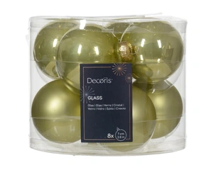 DECORIS Kerstbalmix glas d7cm 8st pistache