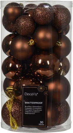 DECORIS Kerstbalmix plc d6cm 30st espresso