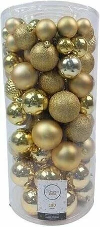 Decoris kunststof kerstballen light gold