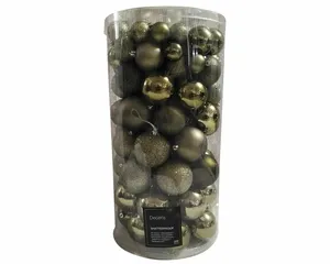 Decoris kunststof kerstballen rosemary green