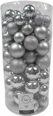 Decoris kunststof kerstballen silver