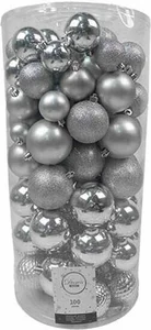 Decoris kunststof kerstballen silver