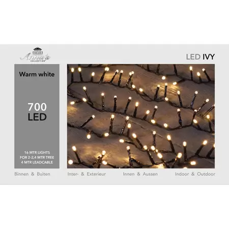 ANNA'S COLLECTION Led ivy 700l/16m warmwit zwart - afbeelding 1