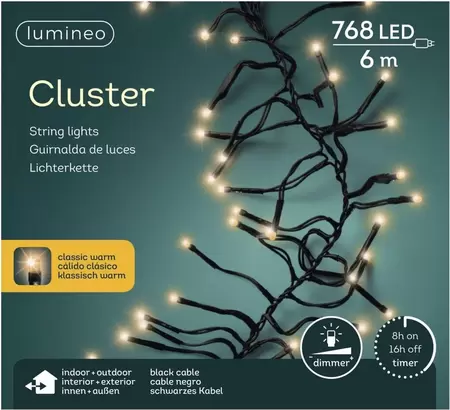 LUMINEO TREE LIGHTS Led cluster l600cm-768l zwrt/classicwarm - afbeelding 1